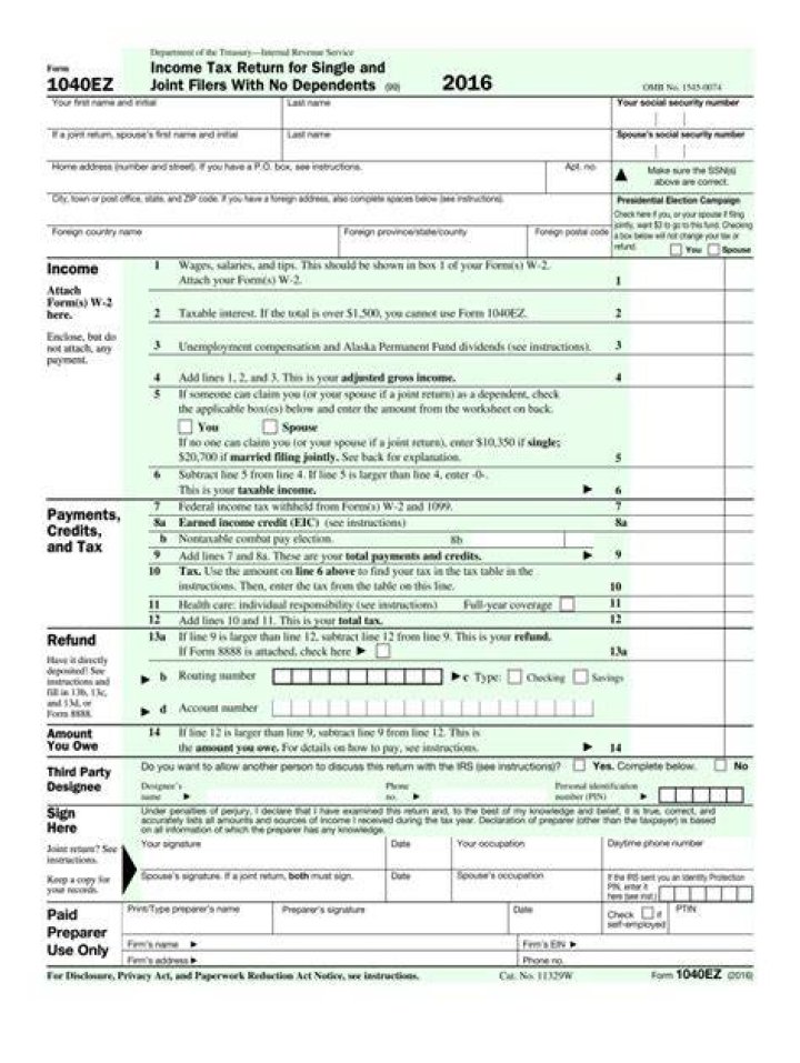 Do you have to file Form 1040EZ for 2016?