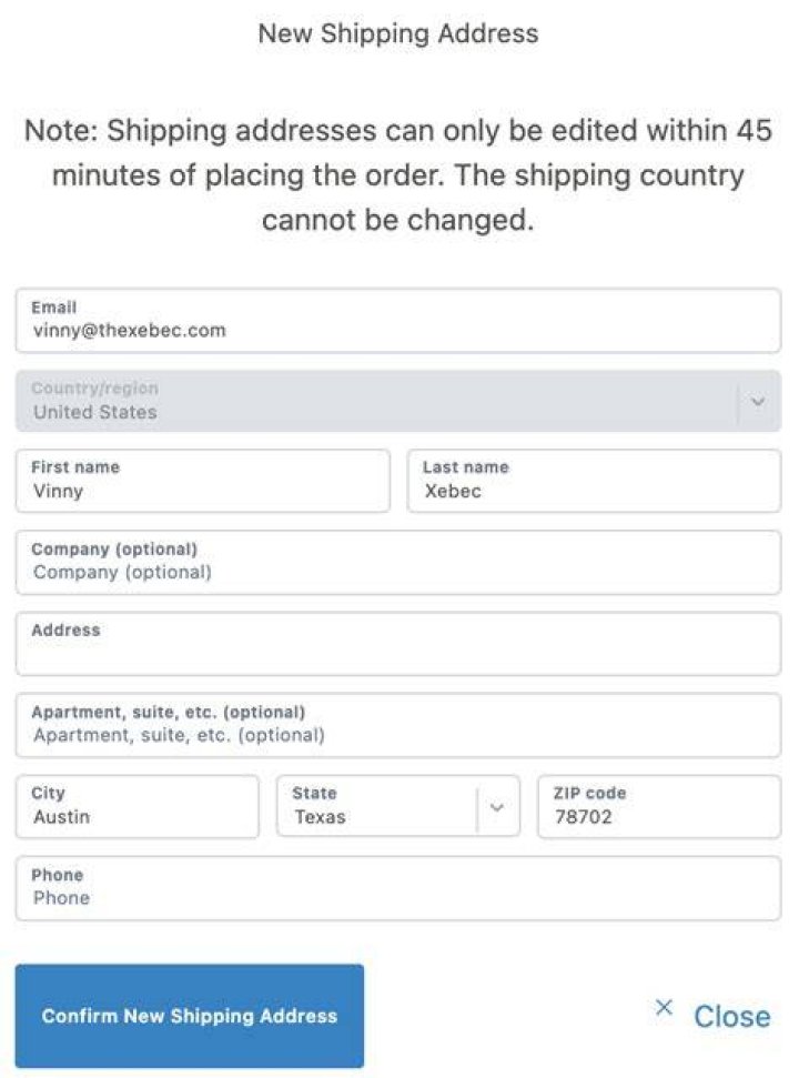 How can I change my shipping address?