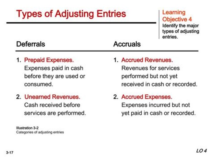 What are the different types of adjusting entries?