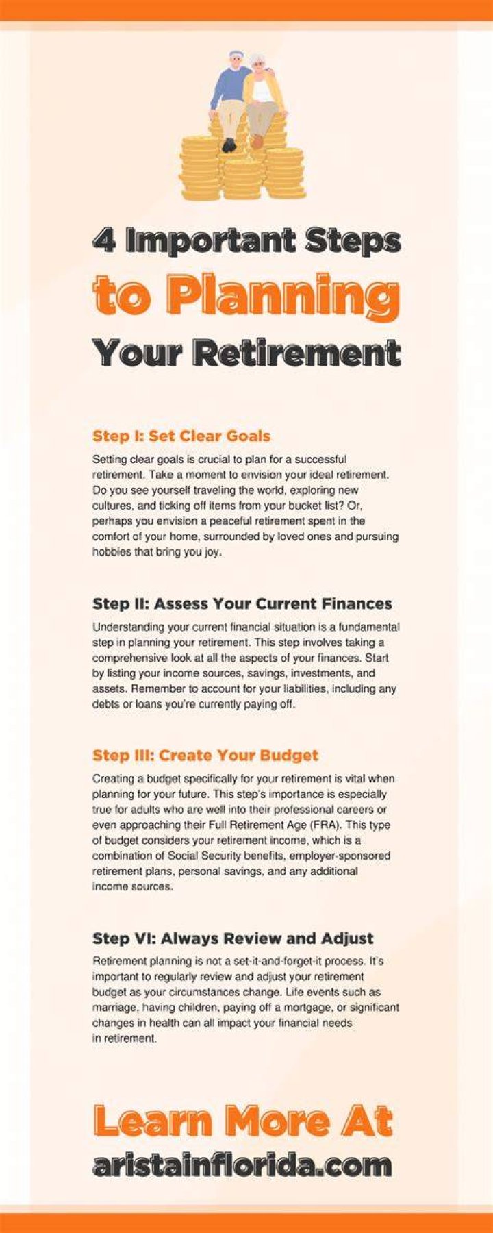 What are the four basic steps of retirement planning?