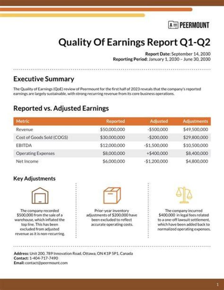 What is a quality of earning report?