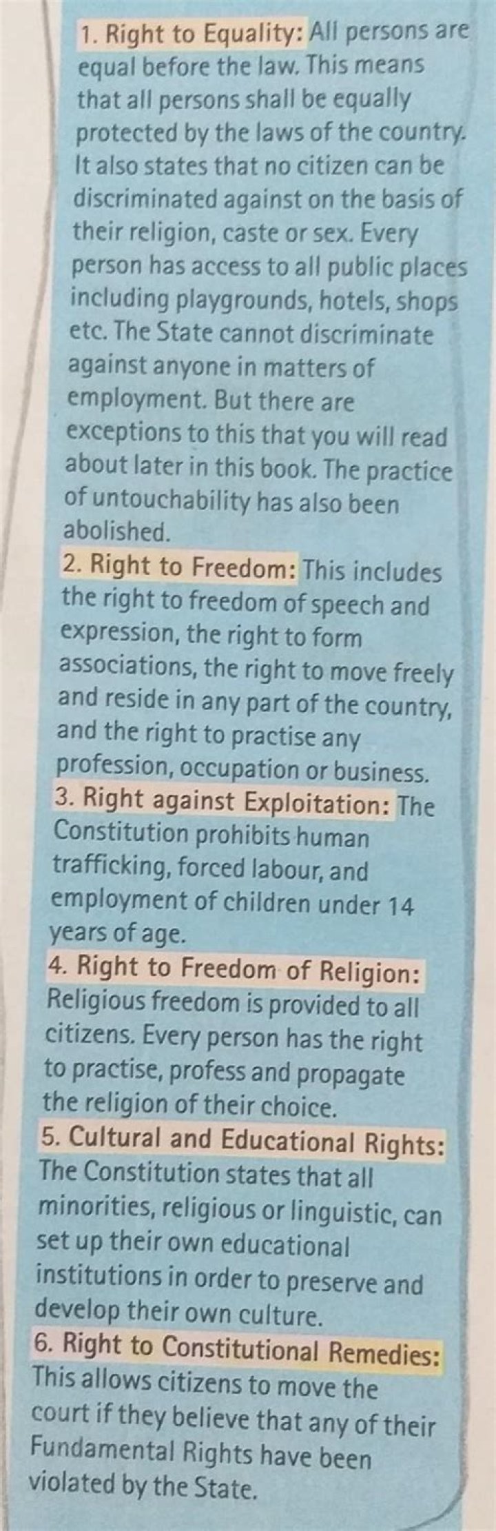 Which fundamental right will following situations violate?