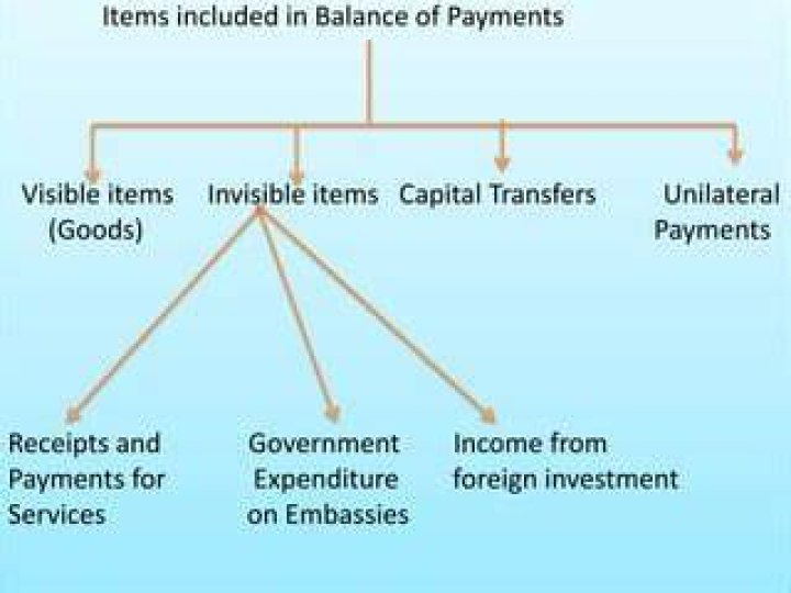 Which items are included in the balance of payments?